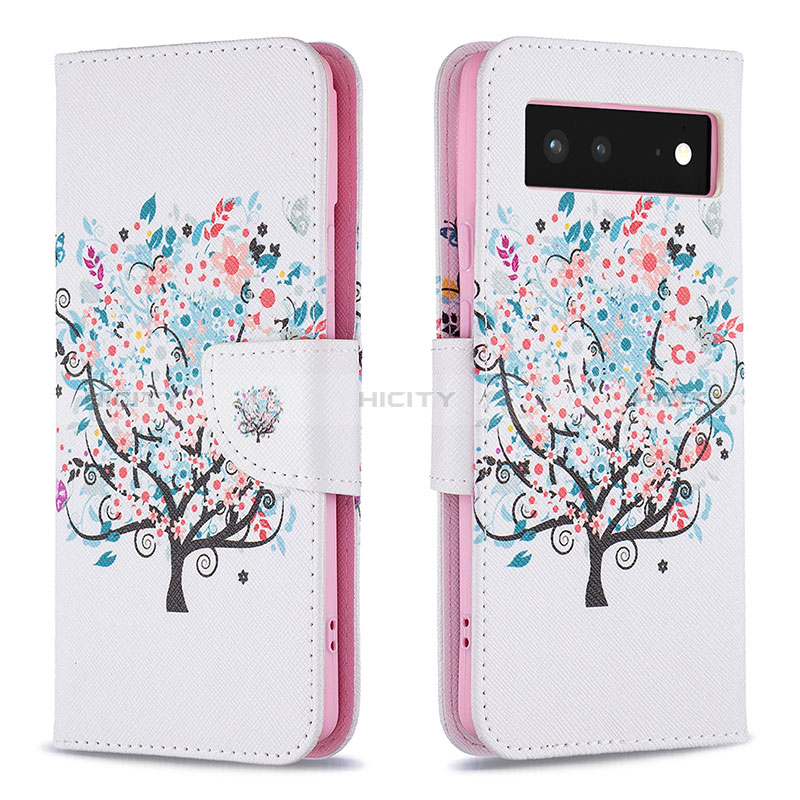 Funda de Cuero Cartera con Soporte Patron de Moda Carcasa B01F para Google Pixel 6 5G