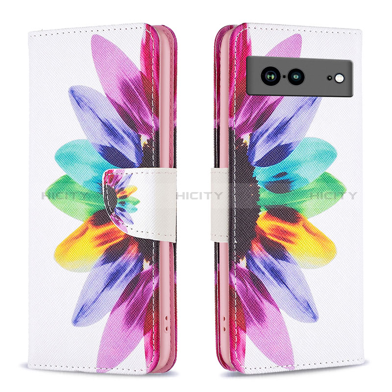 Funda de Cuero Cartera con Soporte Patron de Moda Carcasa B01F para Google Pixel 7a 5G Multicolor