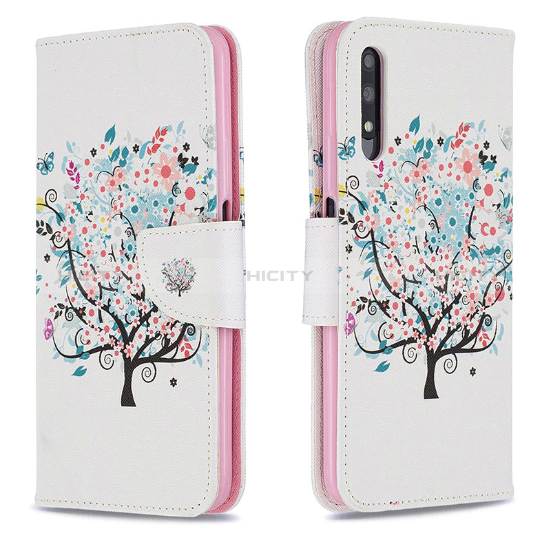 Funda de Cuero Cartera con Soporte Patron de Moda Carcasa B01F para Huawei Honor 9X Blanco