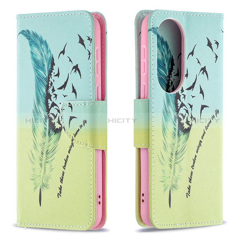 Funda de Cuero Cartera con Soporte Patron de Moda Carcasa B01F para Huawei P50 Pro