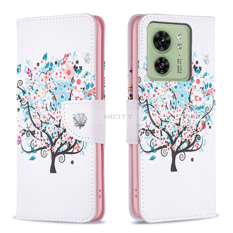 Funda de Cuero Cartera con Soporte Patron de Moda Carcasa B01F para Motorola Moto Edge 40 5G Blanco