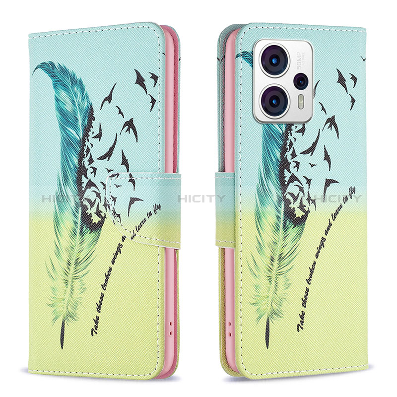 Funda de Cuero Cartera con Soporte Patron de Moda Carcasa B01F para Motorola Moto G23