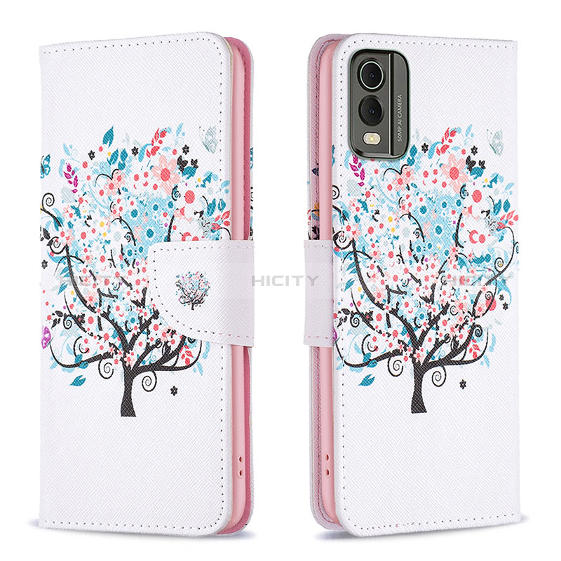 Funda de Cuero Cartera con Soporte Patron de Moda Carcasa B01F para Nokia C32 Blanco