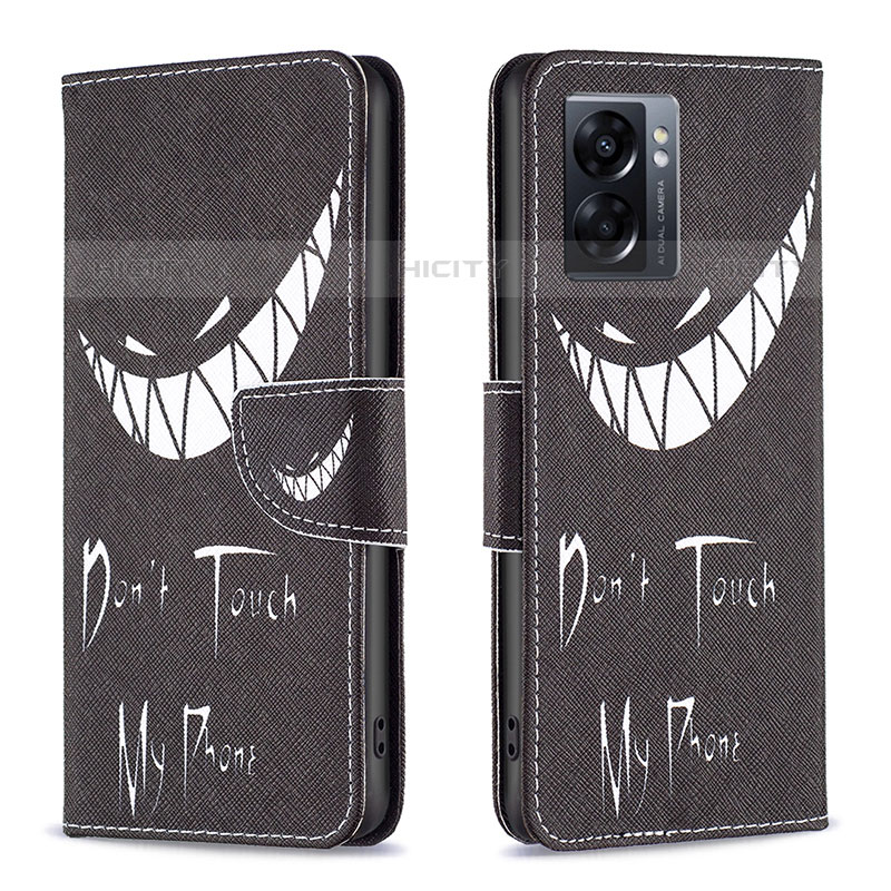 Funda de Cuero Cartera con Soporte Patron de Moda Carcasa B01F para OnePlus Nord N300 5G Negro