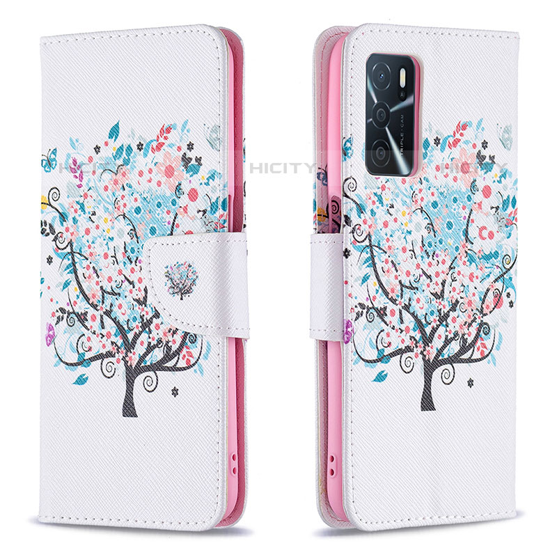 Funda de Cuero Cartera con Soporte Patron de Moda Carcasa B01F para Oppo A16s Blanco