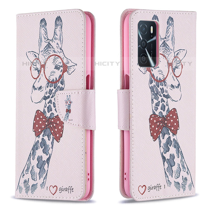 Funda de Cuero Cartera con Soporte Patron de Moda Carcasa B01F para Oppo A16s Rosa