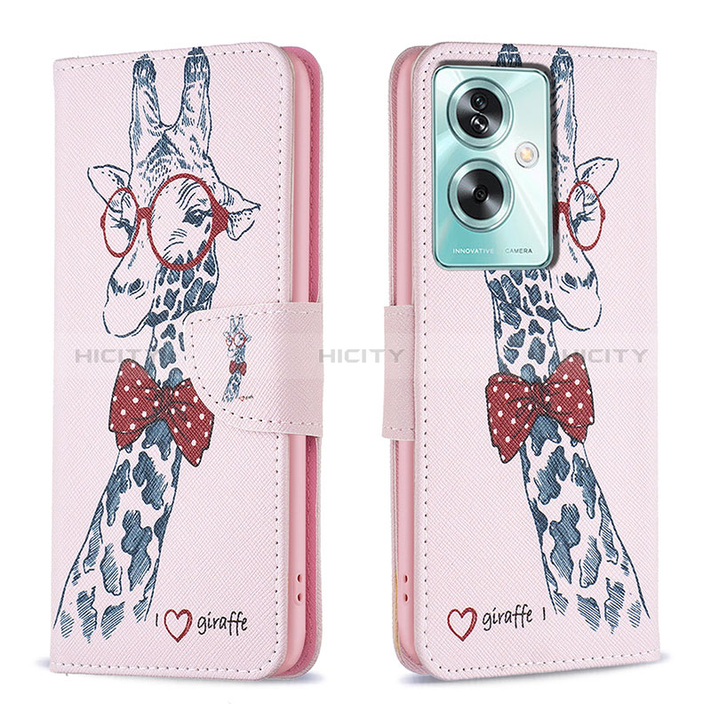 Funda de Cuero Cartera con Soporte Patron de Moda Carcasa B01F para Oppo A2 5G Rosa