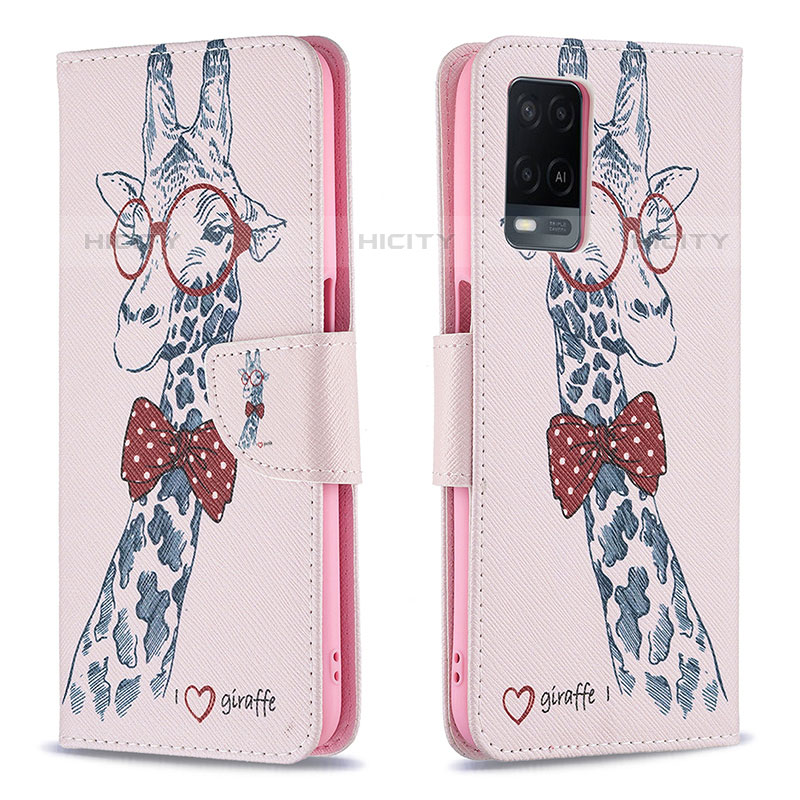 Funda de Cuero Cartera con Soporte Patron de Moda Carcasa B01F para Oppo A54 4G Rosa