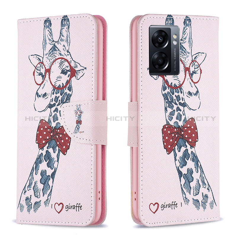 Funda de Cuero Cartera con Soporte Patron de Moda Carcasa B01F para Oppo A77 5G