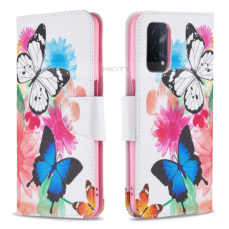 Funda de Cuero Cartera con Soporte Patron de Moda Carcasa B01F para Oppo A93 5G