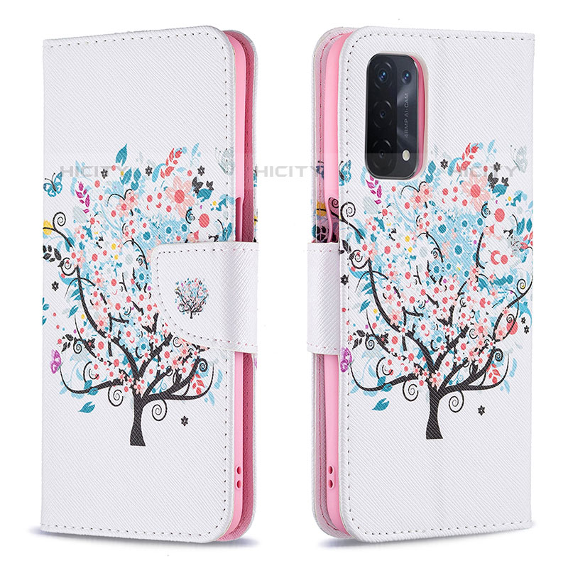 Funda de Cuero Cartera con Soporte Patron de Moda Carcasa B01F para Oppo A93 5G