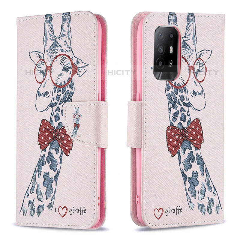 Funda de Cuero Cartera con Soporte Patron de Moda Carcasa B01F para Oppo A95 5G