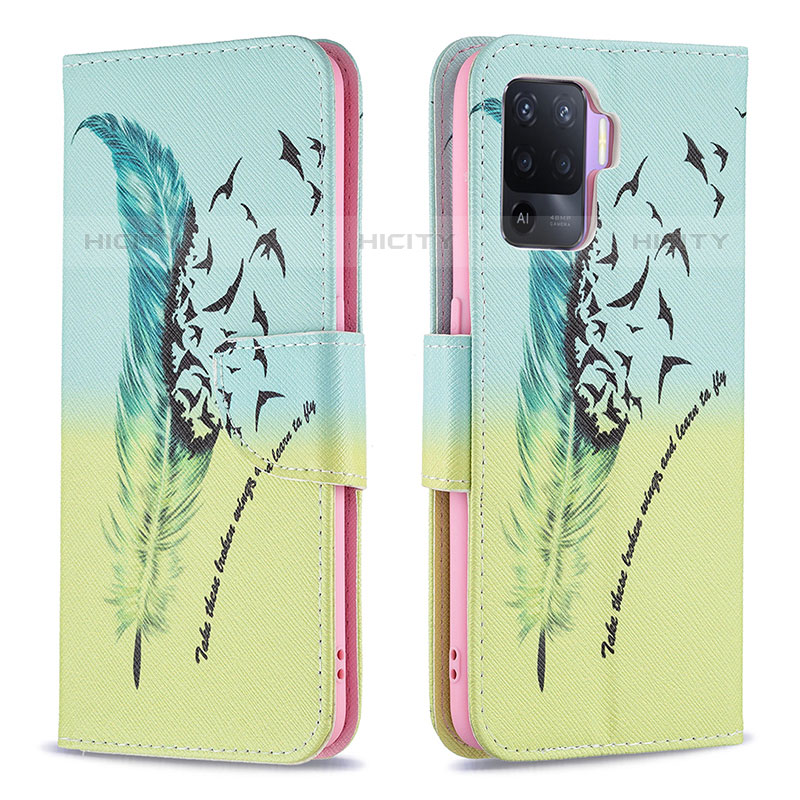 Funda de Cuero Cartera con Soporte Patron de Moda Carcasa B01F para Oppo F19 Pro