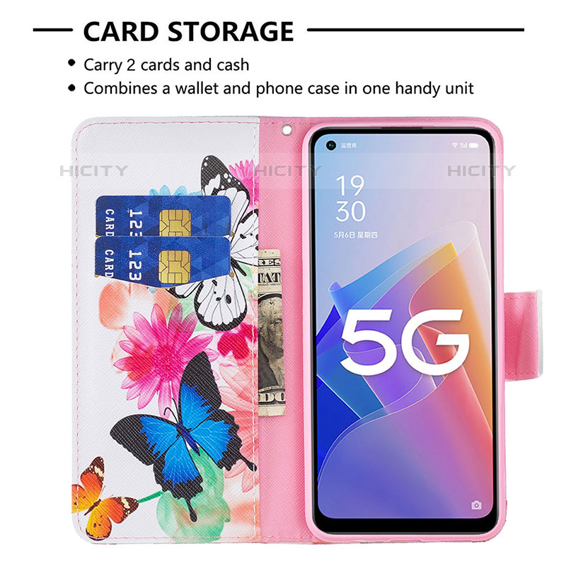 Funda de Cuero Cartera con Soporte Patron de Moda Carcasa B01F para Oppo F21 Pro 5G