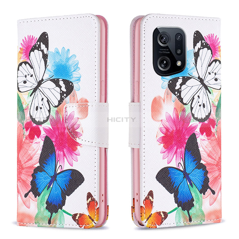 Funda de Cuero Cartera con Soporte Patron de Moda Carcasa B01F para Oppo Find X5 5G Vistoso