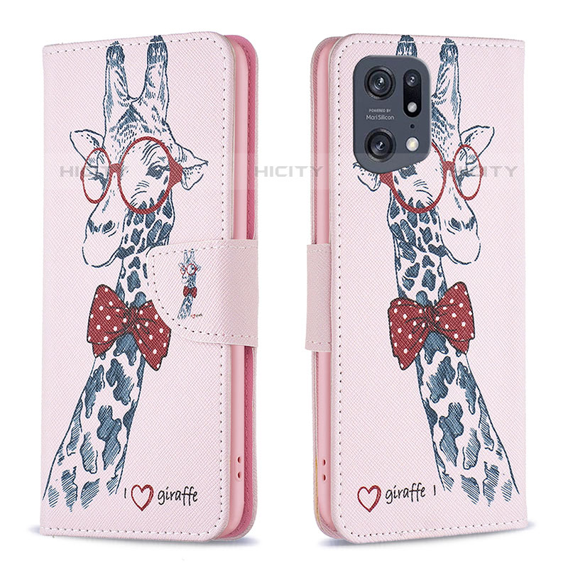 Funda de Cuero Cartera con Soporte Patron de Moda Carcasa B01F para Oppo Find X5 Pro 5G