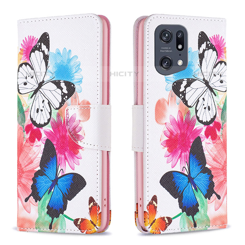 Funda de Cuero Cartera con Soporte Patron de Moda Carcasa B01F para Oppo Find X5 Pro 5G