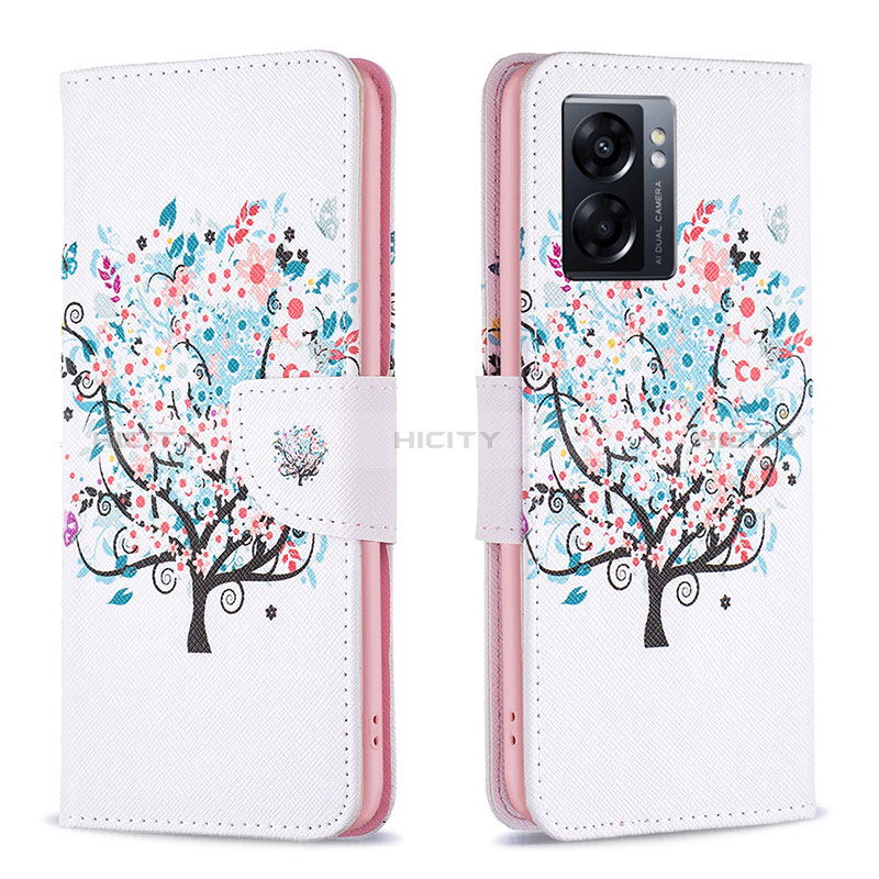 Funda de Cuero Cartera con Soporte Patron de Moda Carcasa B01F para Oppo K10 5G India