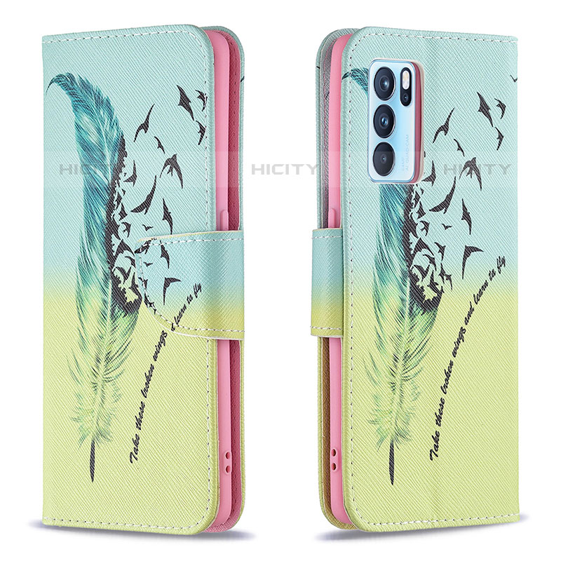 Funda de Cuero Cartera con Soporte Patron de Moda Carcasa B01F para Oppo Reno6 Pro 5G India