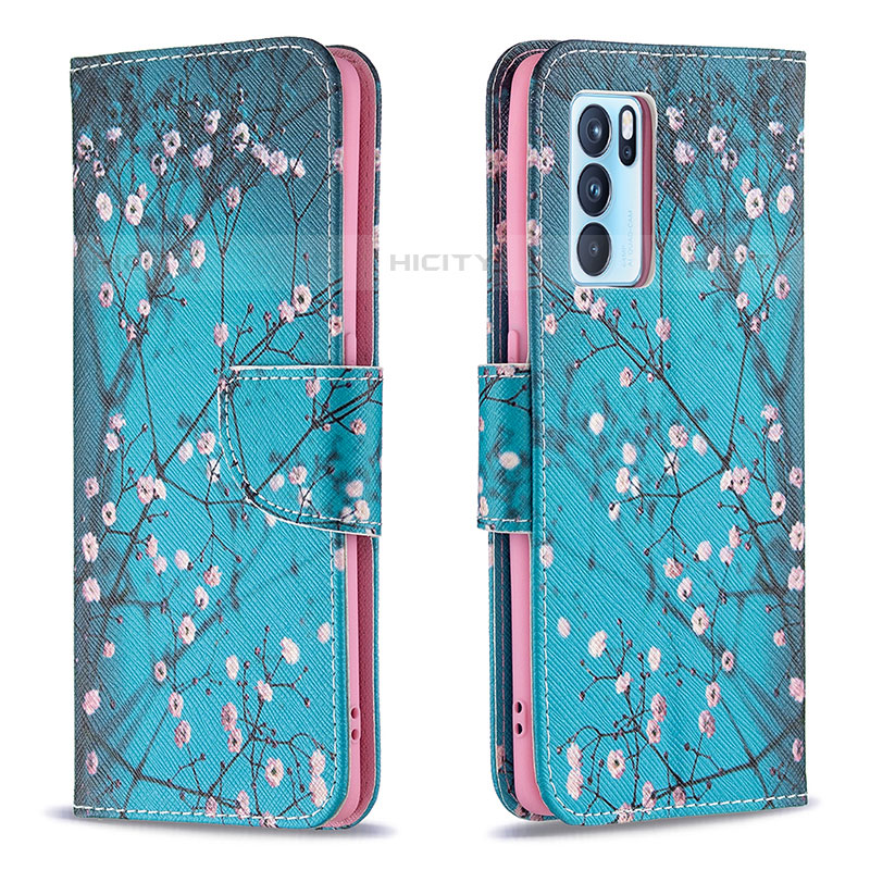 Funda de Cuero Cartera con Soporte Patron de Moda Carcasa B01F para Oppo Reno6 Pro 5G India