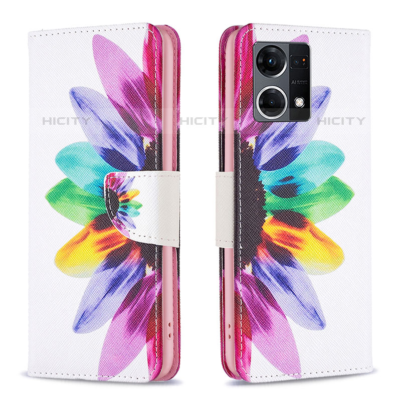 Funda de Cuero Cartera con Soporte Patron de Moda Carcasa B01F para Oppo Reno7 4G