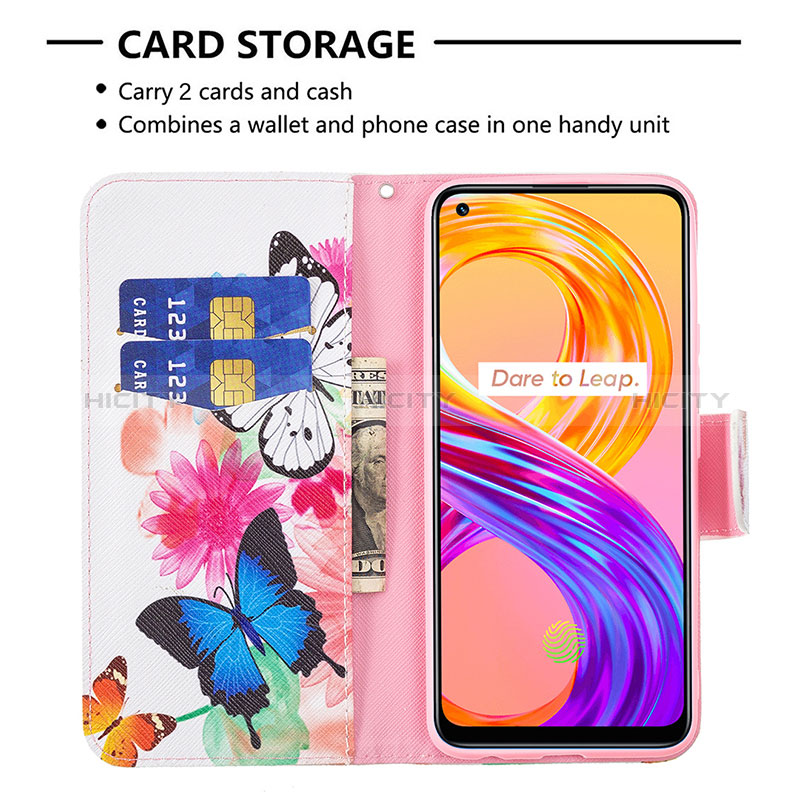 Funda de Cuero Cartera con Soporte Patron de Moda Carcasa B01F para Realme 8 4G