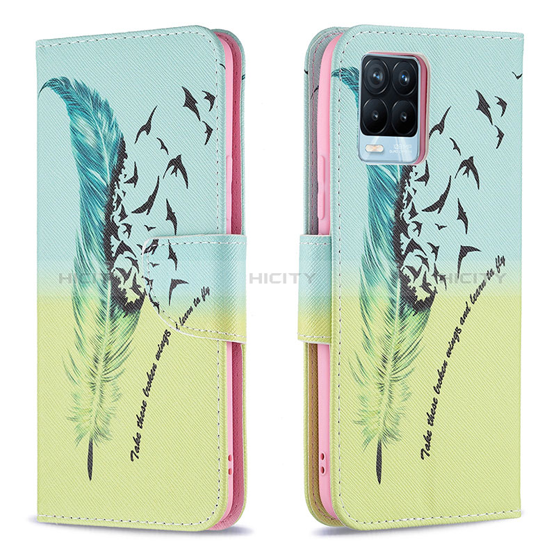 Funda de Cuero Cartera con Soporte Patron de Moda Carcasa B01F para Realme 8 Pro Menta Verde