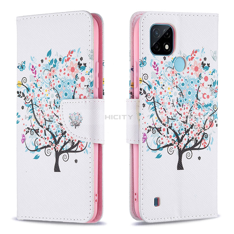 Funda de Cuero Cartera con Soporte Patron de Moda Carcasa B01F para Realme C21