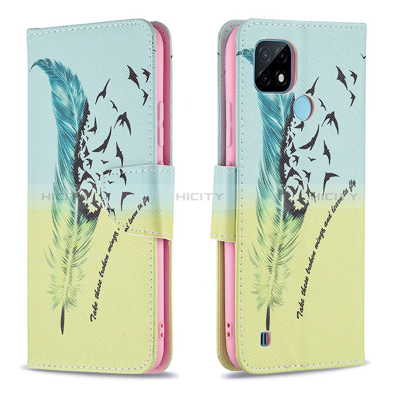 Funda de Cuero Cartera con Soporte Patron de Moda Carcasa B01F para Realme C21