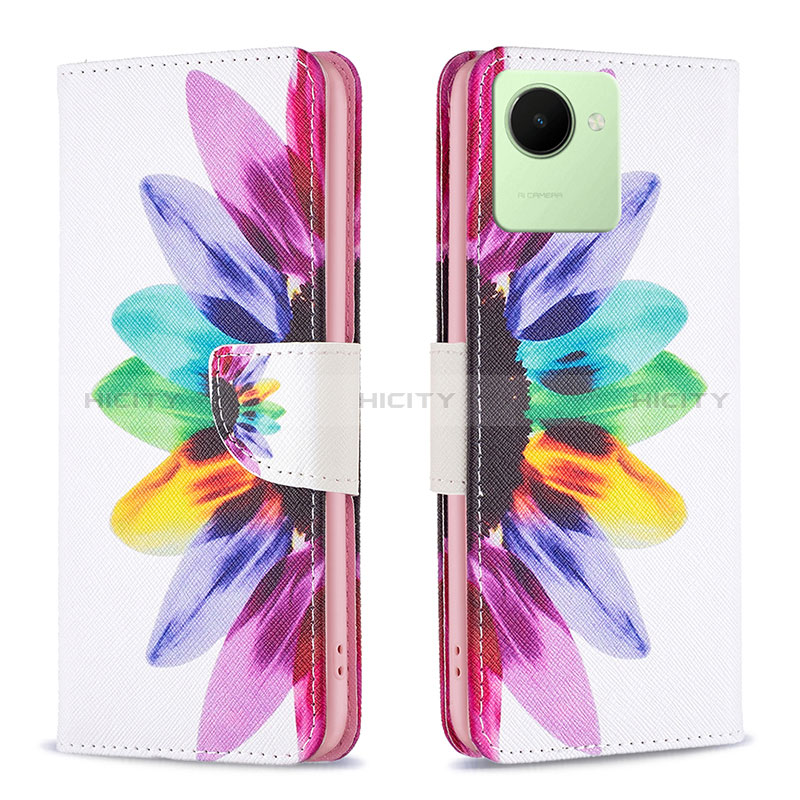 Funda de Cuero Cartera con Soporte Patron de Moda Carcasa B01F para Realme C30 Multicolor