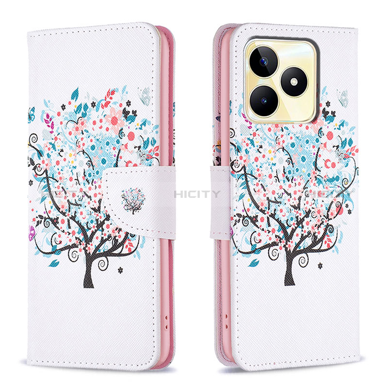 Funda de Cuero Cartera con Soporte Patron de Moda Carcasa B01F para Realme C51