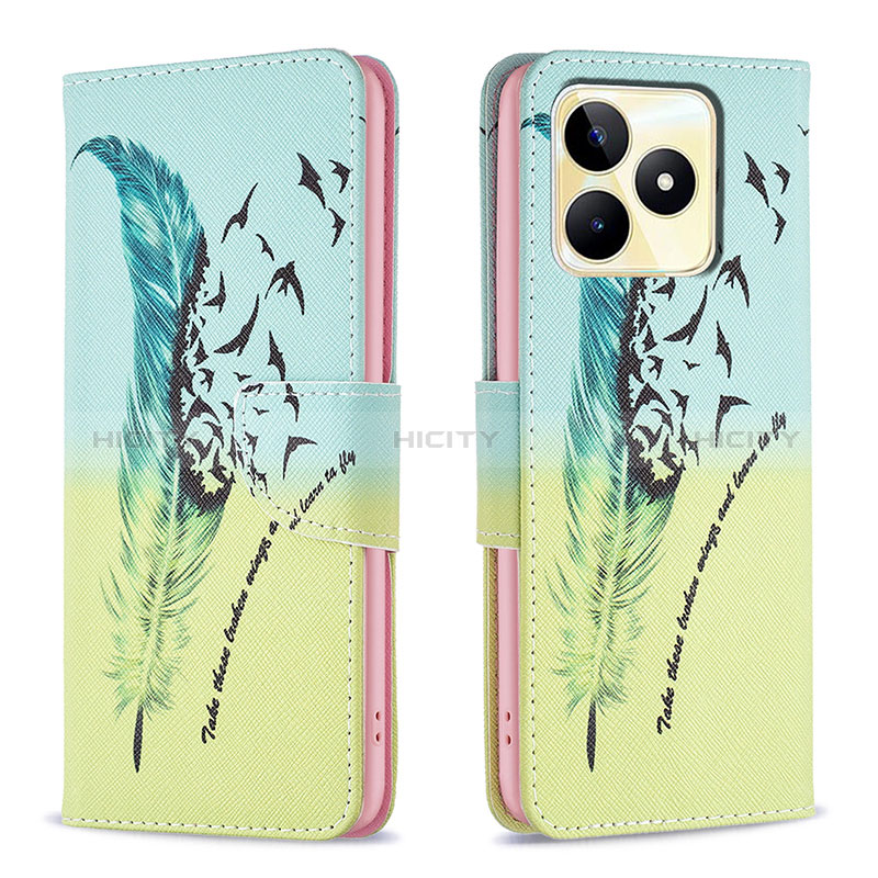 Funda de Cuero Cartera con Soporte Patron de Moda Carcasa B01F para Realme C53