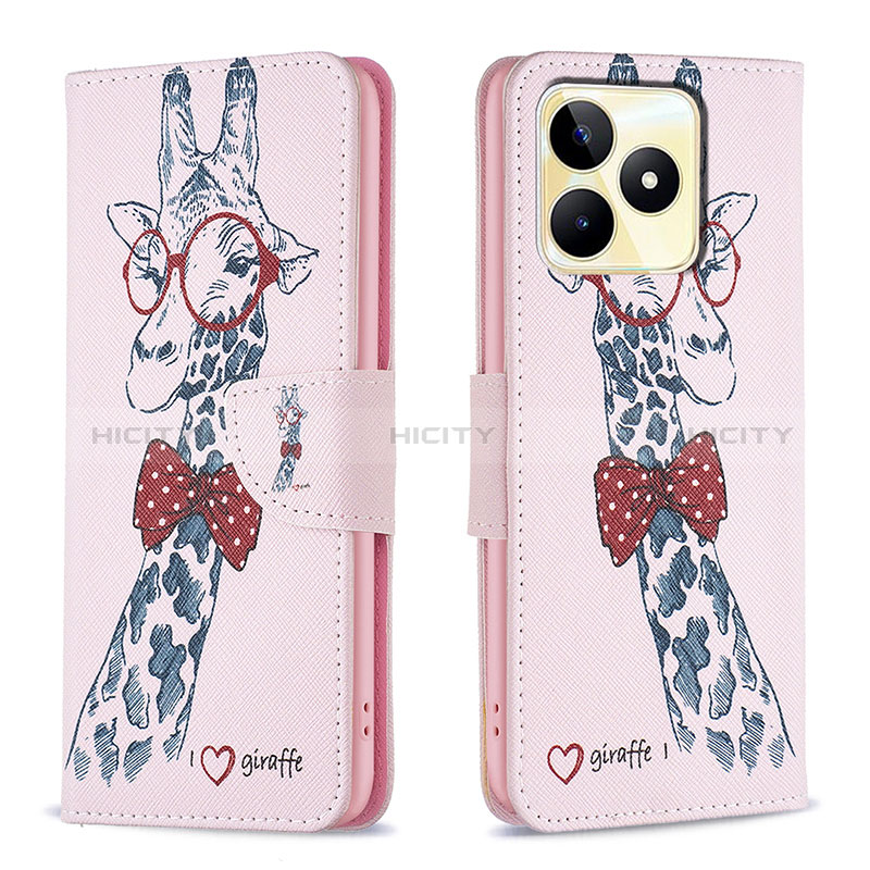 Funda de Cuero Cartera con Soporte Patron de Moda Carcasa B01F para Realme C53