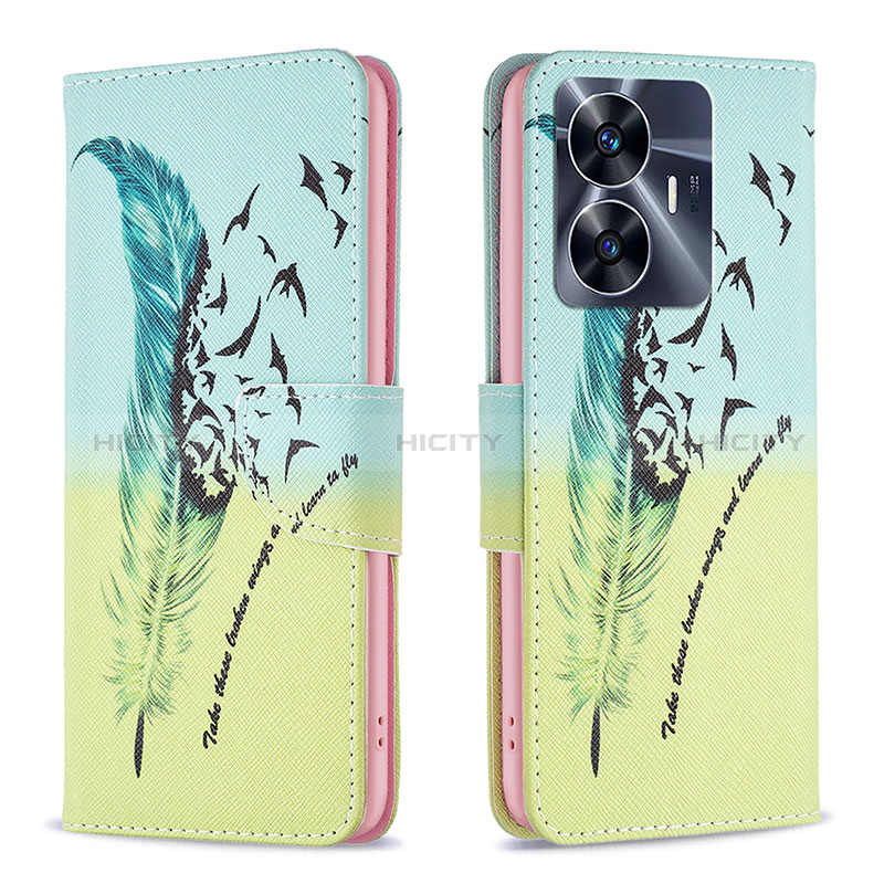 Funda de Cuero Cartera con Soporte Patron de Moda Carcasa B01F para Realme C55