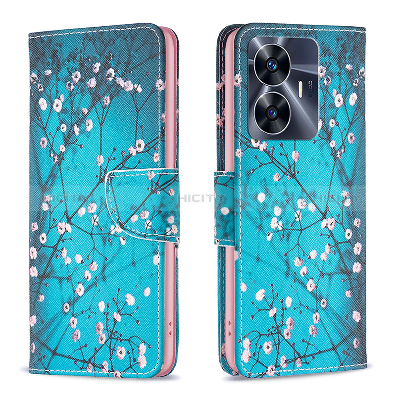 Funda de Cuero Cartera con Soporte Patron de Moda Carcasa B01F para Realme C55