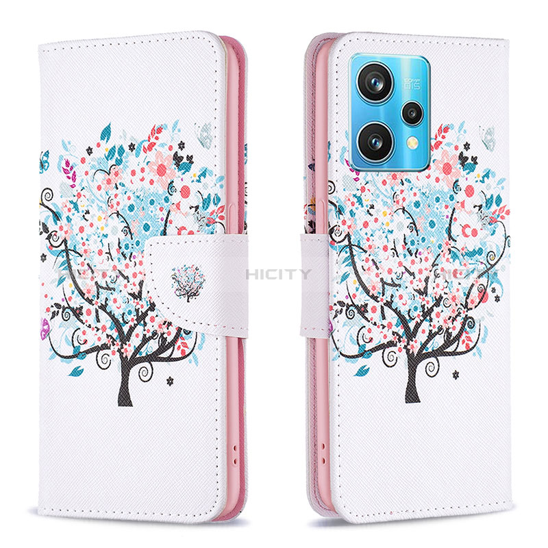 Funda de Cuero Cartera con Soporte Patron de Moda Carcasa B01F para Realme Narzo 50 Pro 5G Blanco