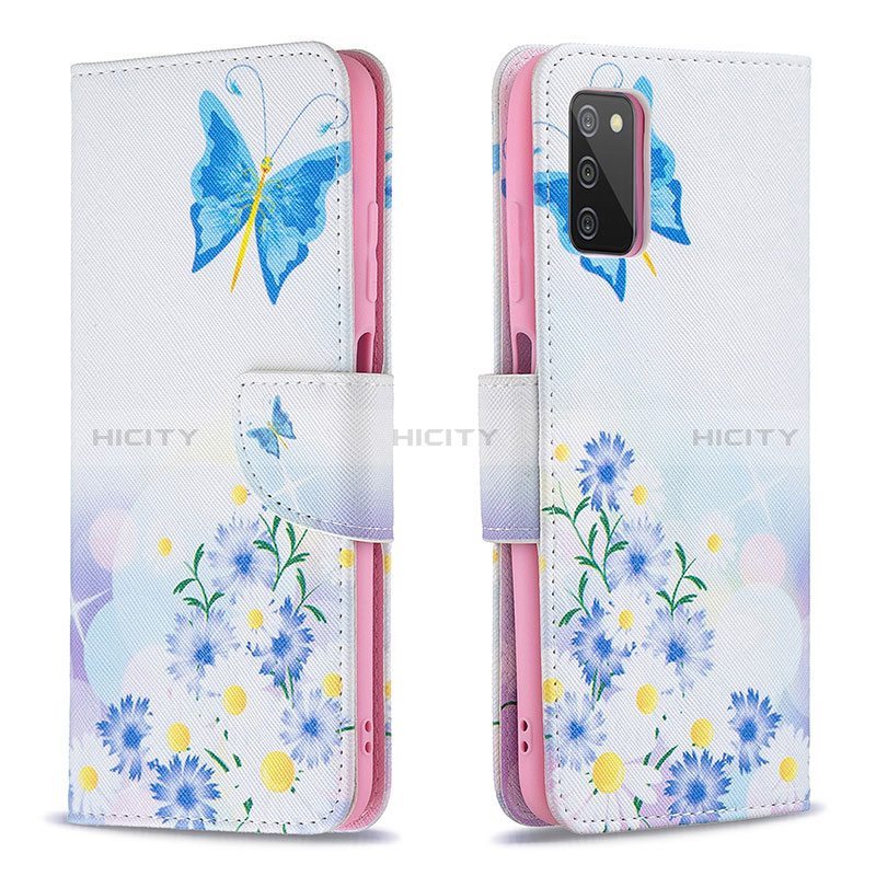 Funda de Cuero Cartera con Soporte Patron de Moda Carcasa B01F para Samsung Galaxy A02s Azul