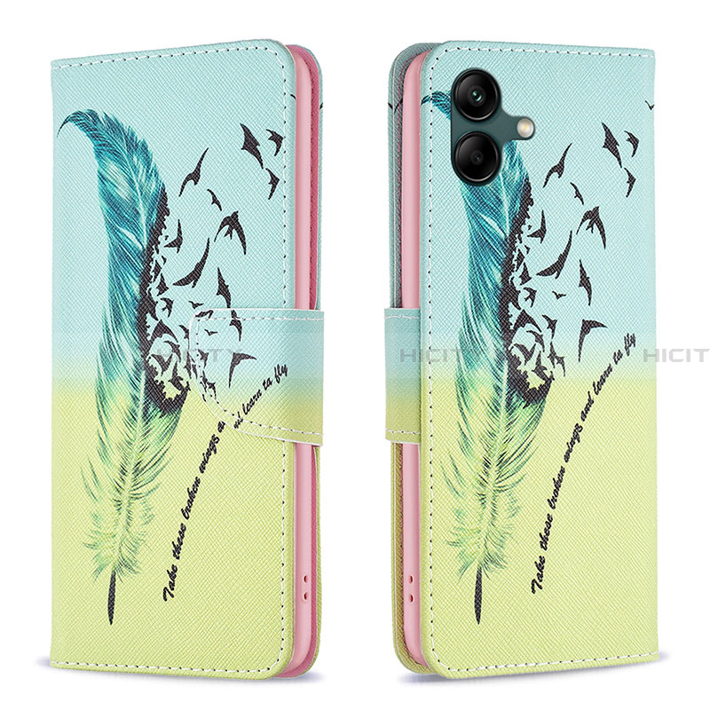 Funda de Cuero Cartera con Soporte Patron de Moda Carcasa B01F para Samsung Galaxy A05 Menta Verde