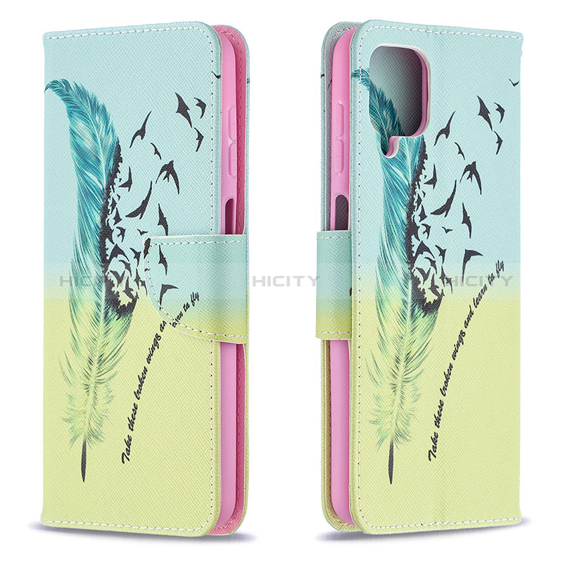 Funda de Cuero Cartera con Soporte Patron de Moda Carcasa B01F para Samsung Galaxy A12