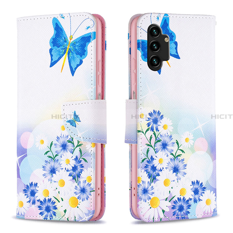 Funda de Cuero Cartera con Soporte Patron de Moda Carcasa B01F para Samsung Galaxy A13 4G Azul