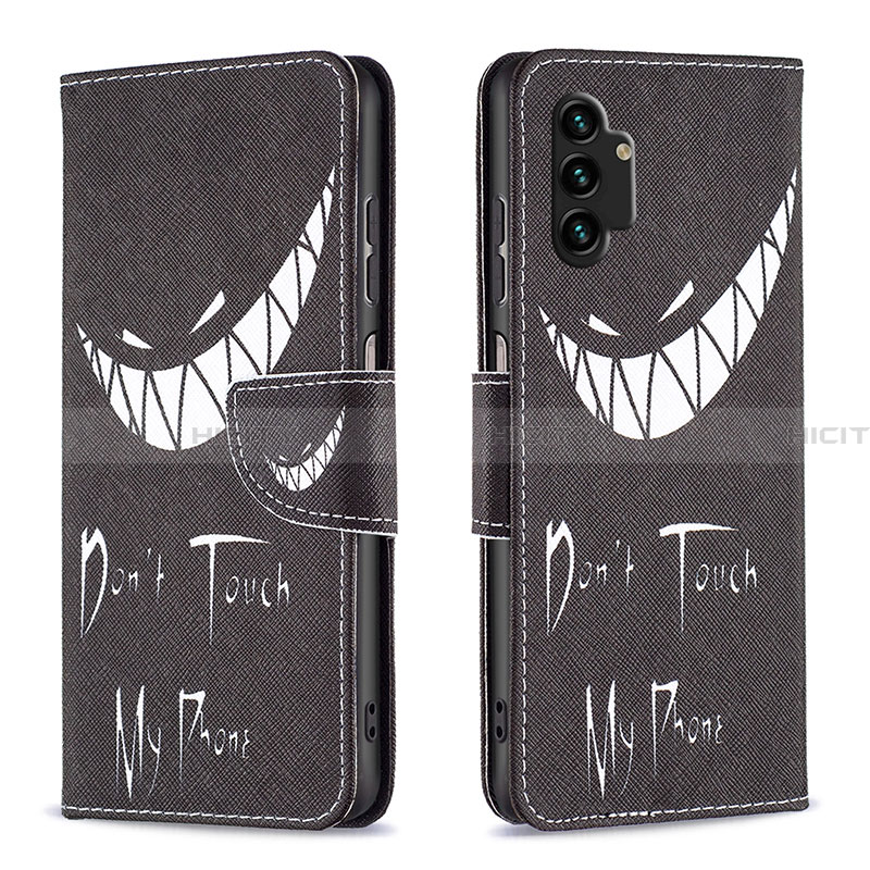 Funda de Cuero Cartera con Soporte Patron de Moda Carcasa B01F para Samsung Galaxy A13 4G Negro