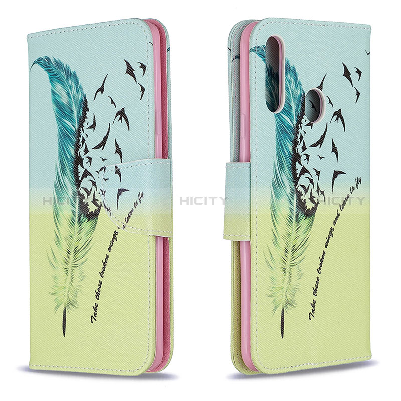 Funda de Cuero Cartera con Soporte Patron de Moda Carcasa B01F para Samsung Galaxy A20s Menta Verde