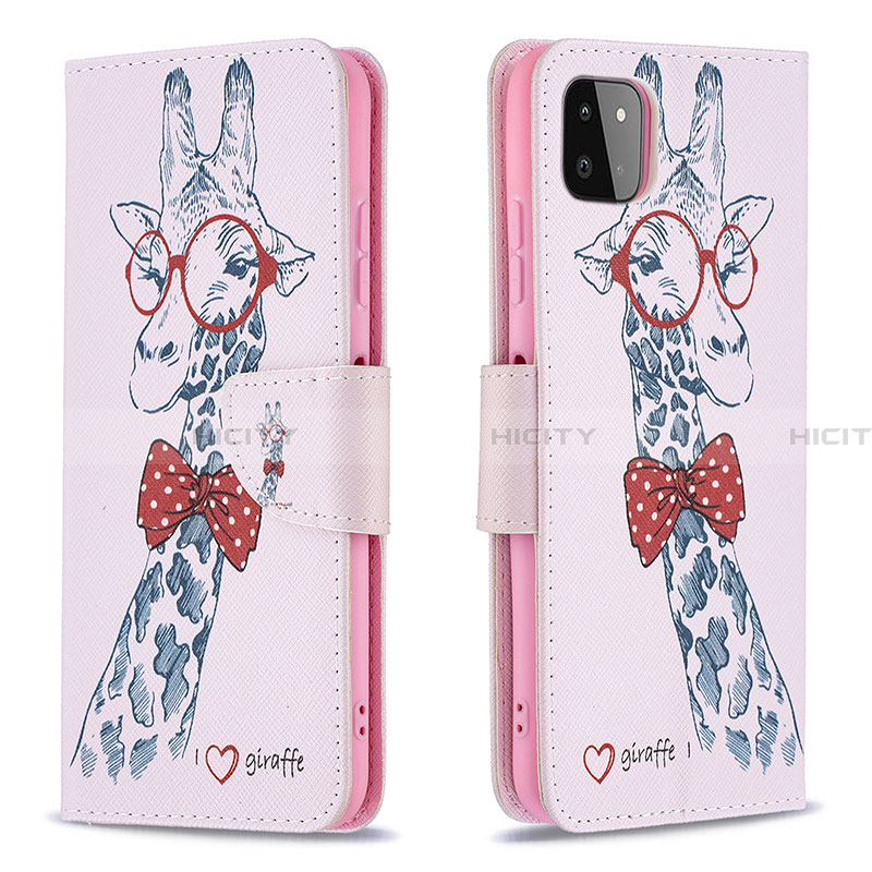 Funda de Cuero Cartera con Soporte Patron de Moda Carcasa B01F para Samsung Galaxy A22 5G Rosa