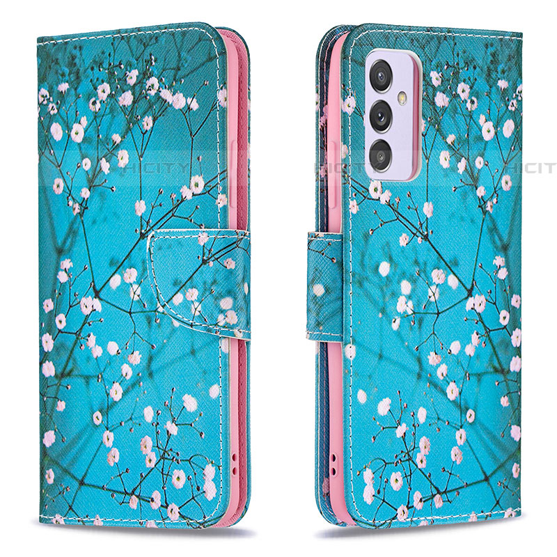 Funda de Cuero Cartera con Soporte Patron de Moda Carcasa B01F para Samsung Galaxy A34 5G Cian