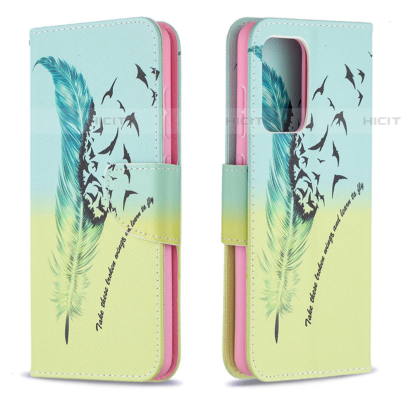 Funda de Cuero Cartera con Soporte Patron de Moda Carcasa B01F para Samsung Galaxy A52 4G Menta Verde