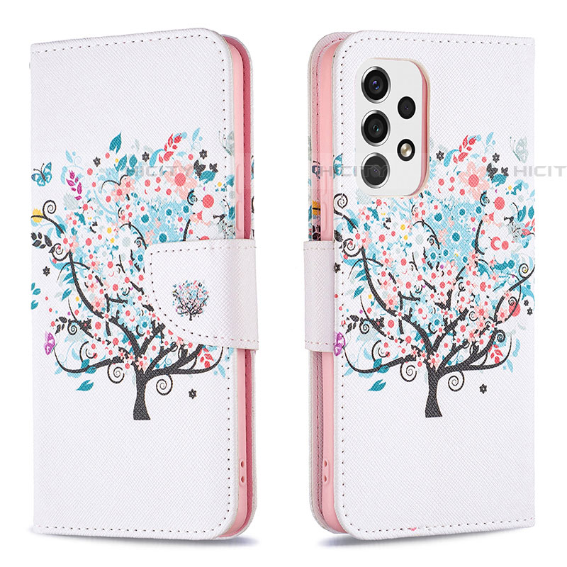 Funda de Cuero Cartera con Soporte Patron de Moda Carcasa B01F para Samsung Galaxy A53 5G Blanco