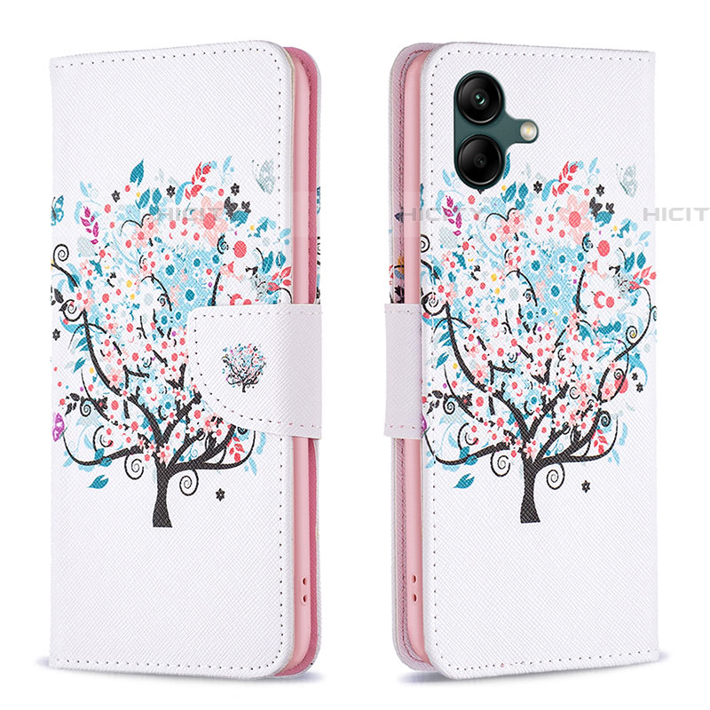 Funda de Cuero Cartera con Soporte Patron de Moda Carcasa B01F para Samsung Galaxy F14 5G Blanco