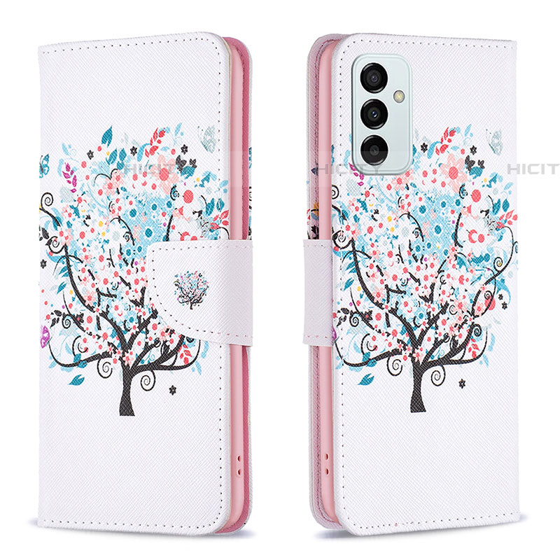 Funda de Cuero Cartera con Soporte Patron de Moda Carcasa B01F para Samsung Galaxy F23 5G Blanco