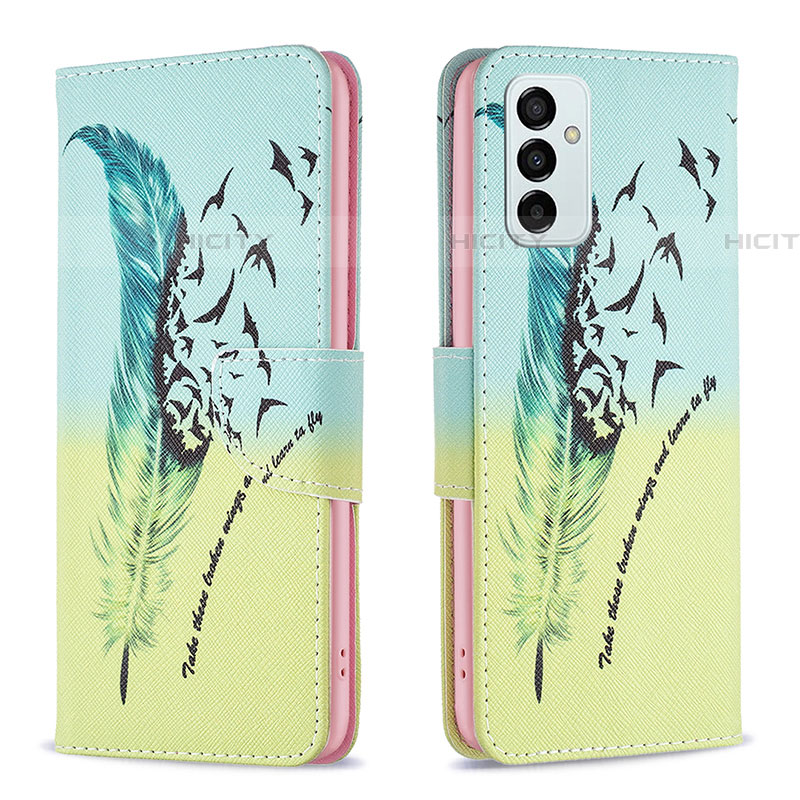 Funda de Cuero Cartera con Soporte Patron de Moda Carcasa B01F para Samsung Galaxy F23 5G Menta Verde