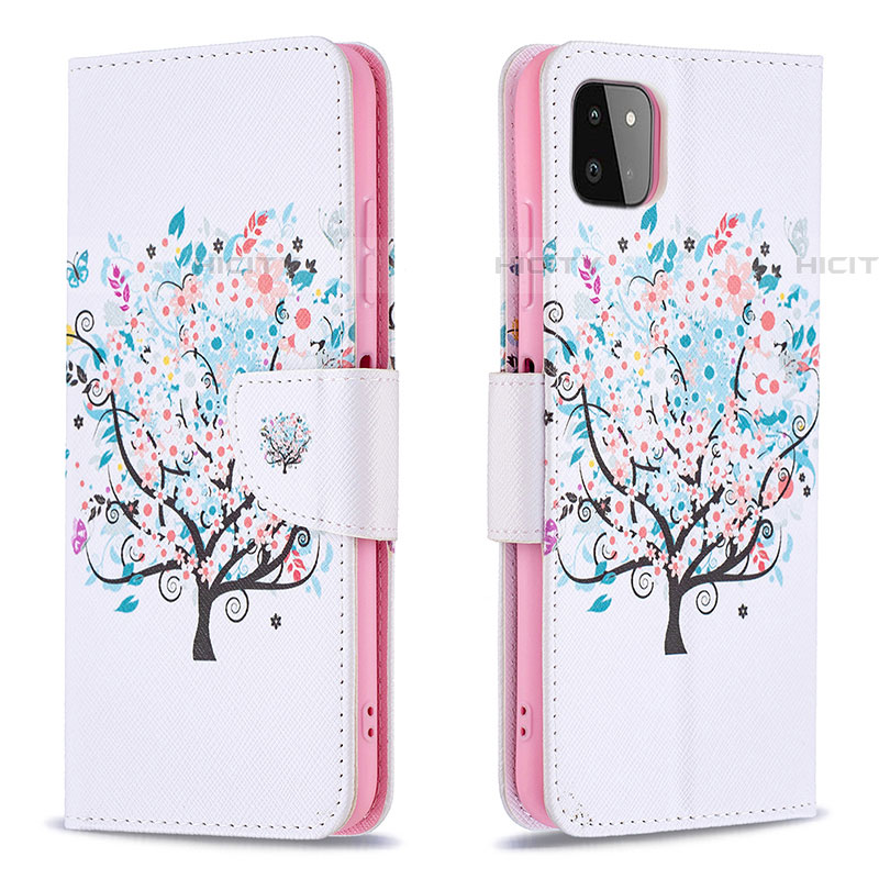 Funda de Cuero Cartera con Soporte Patron de Moda Carcasa B01F para Samsung Galaxy F42 5G Blanco